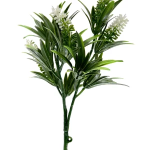 CCGW024 ענף צמחייה לבנדר לבן מידה 25X32 סמ - ענף צמחיה מלאכותית הולי דשא סינטטי