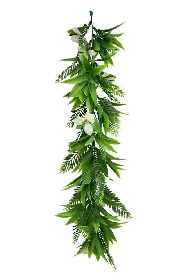 הוואי פרחים לבנים CCGT001-1-נשפך + ענף צמחיה מלאכותחת נשפך -הולי דשא סינטטי