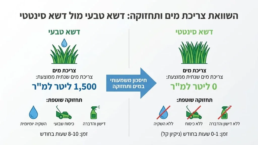 גינה ירוקה וחסכונית במים עם דשא סינטטי