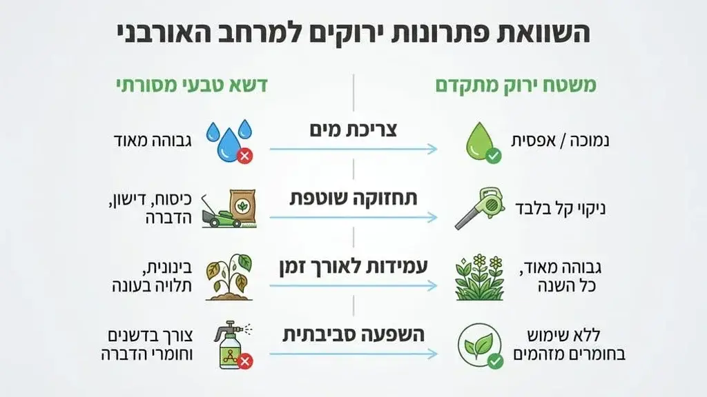 מרפסת אורבנית מעוצבת עם דשא סינטטי