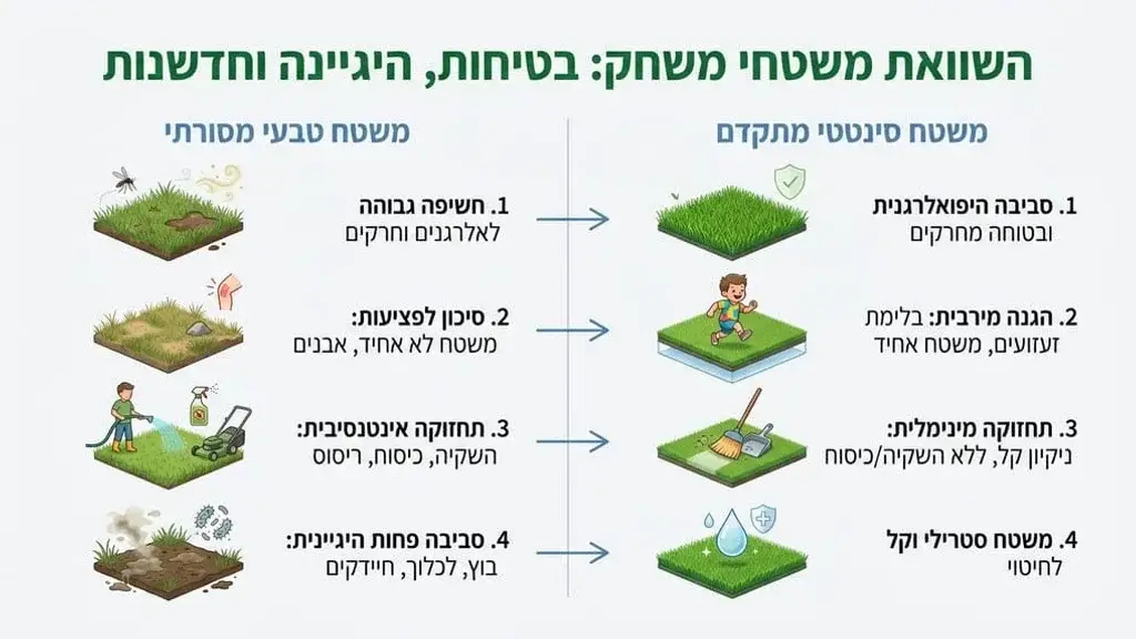 ילדים משחקים בבטחה על דשא סינטטי איכותי ורך